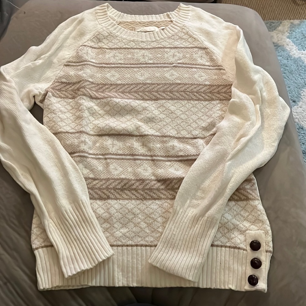 Prana cream sweater size large womens ladies crew neck sweater
